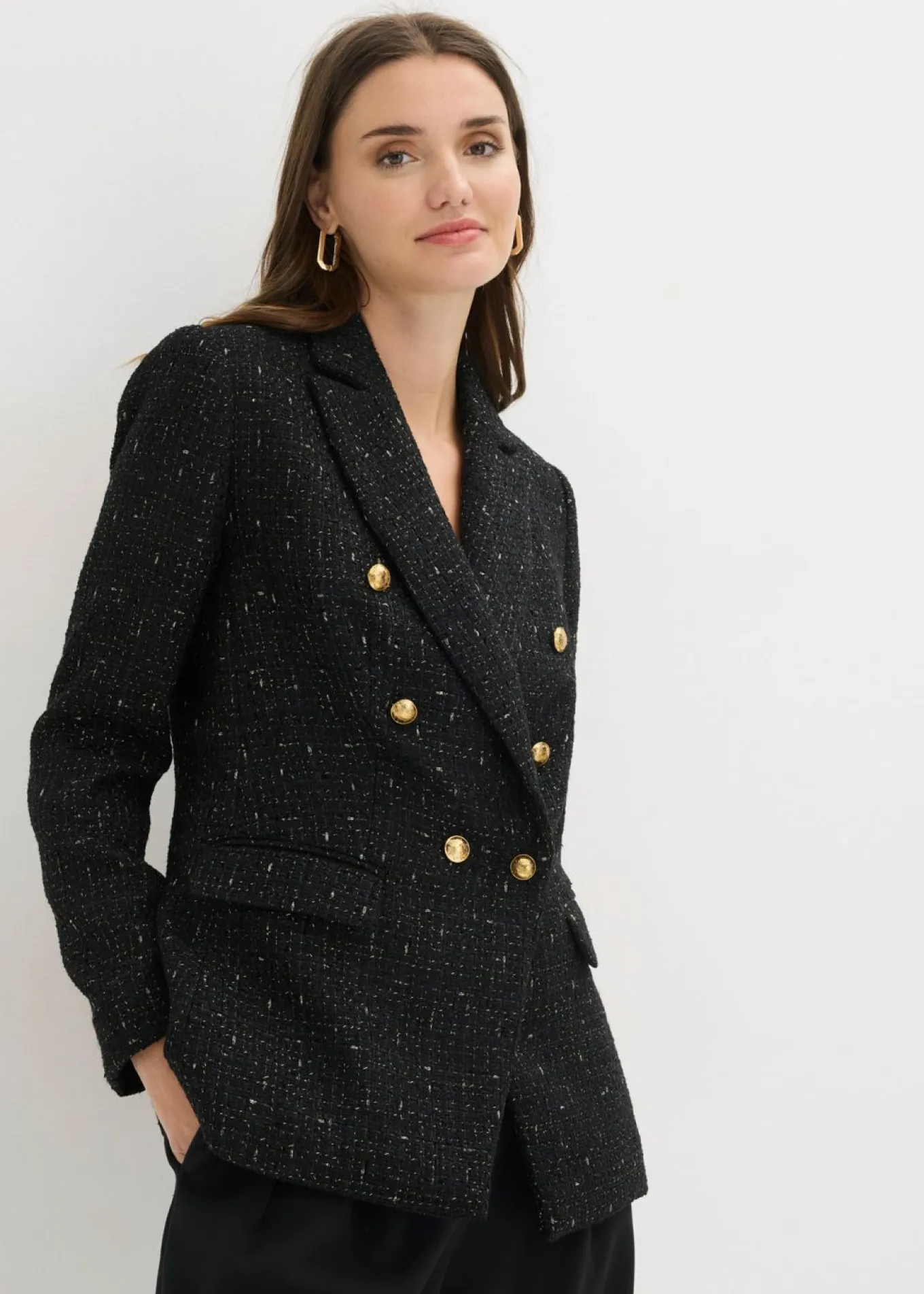 Americana de bouclé con doble botonadura