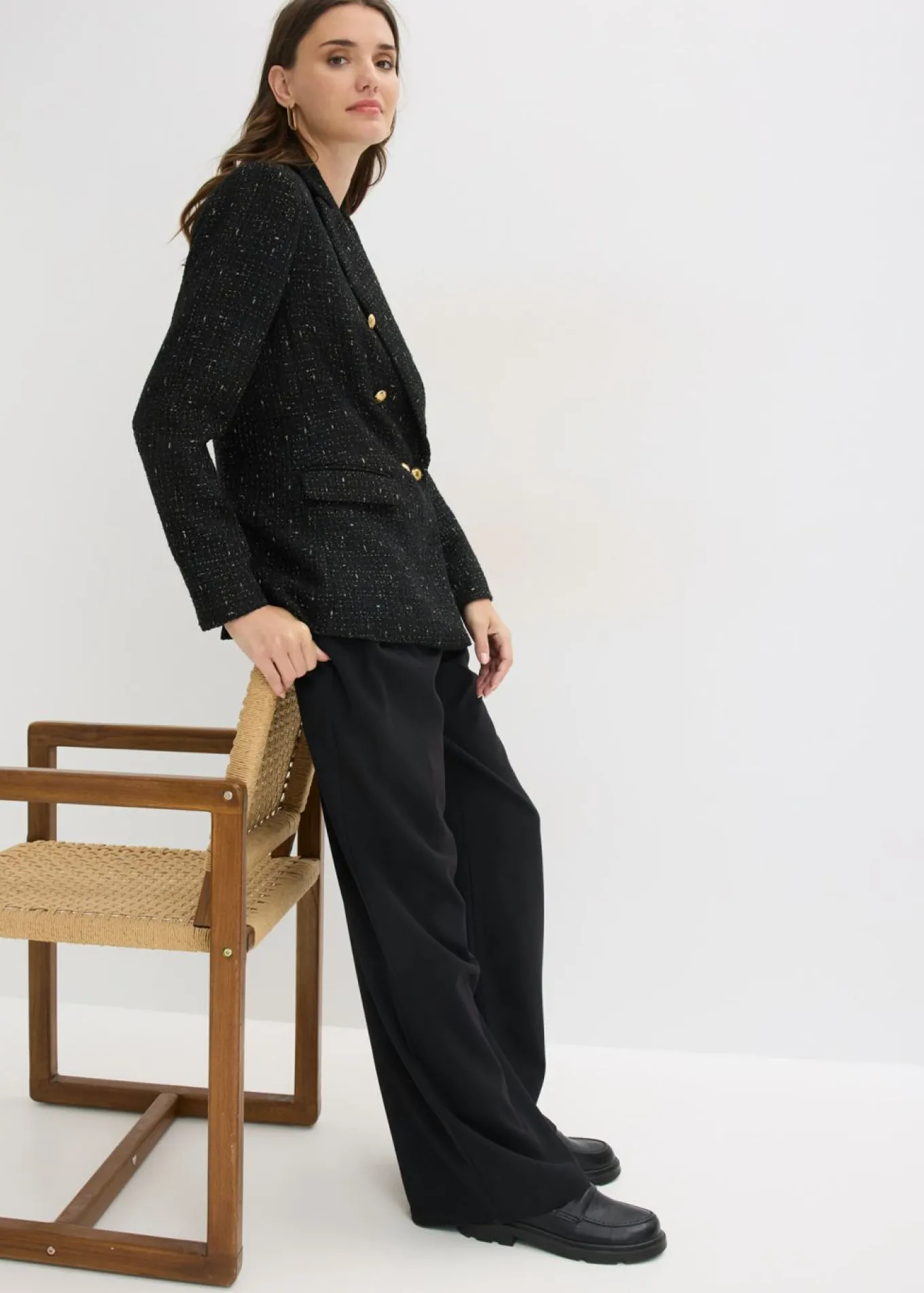 Americana de bouclé con doble botonadura