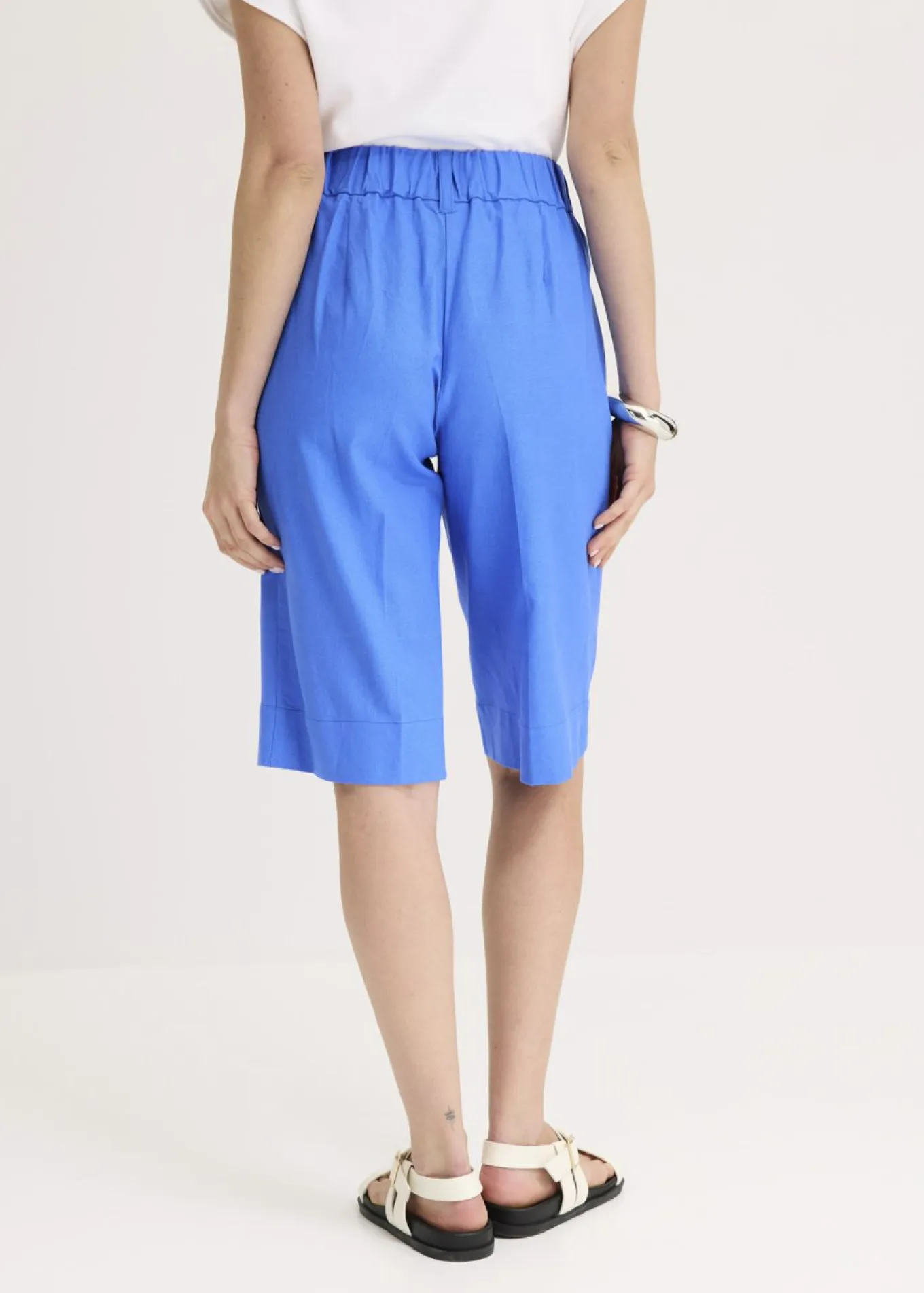 Bermudas anchas de mezcla de lino vaporoso