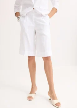 Bermudas anchas de mezcla de lino vaporoso