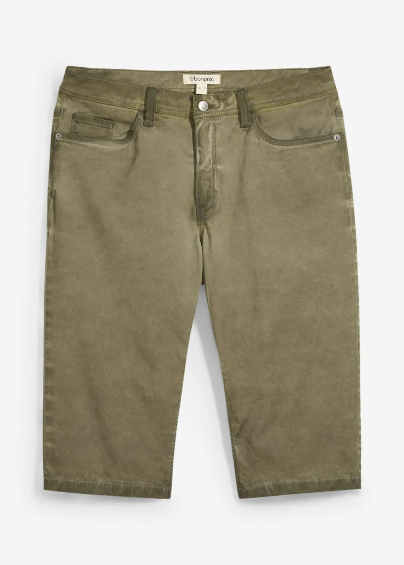 Bermudas largas elásticas con aspecto lavado, regular fit