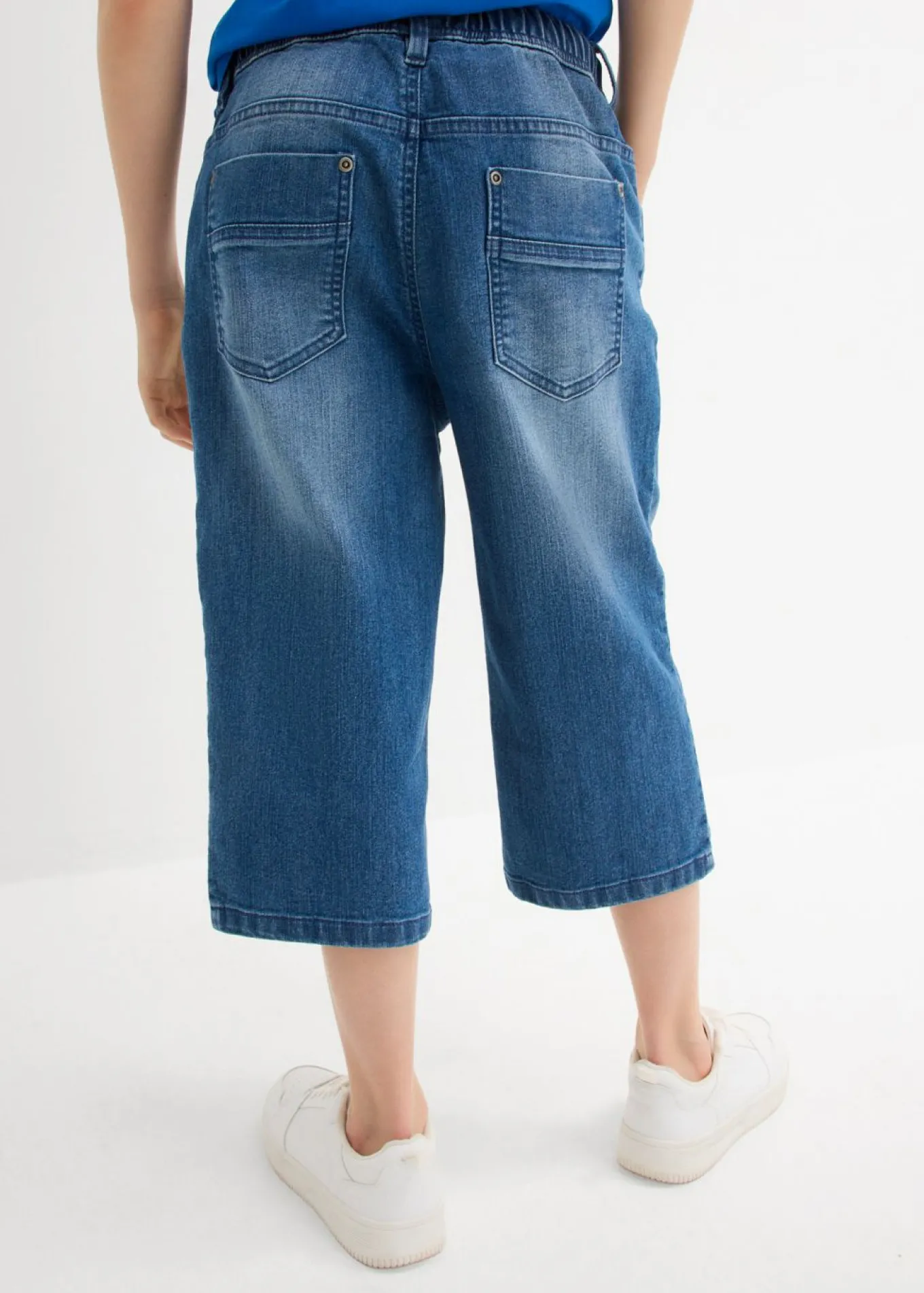 Bermudas vaqueras largas sin cierre para niños, slim fit
