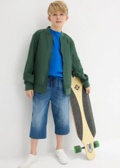 Bermudas vaqueras largas sin cierre para niños, slim fit