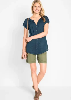 Blusa cold-dye de manga corta en algodón sostenible