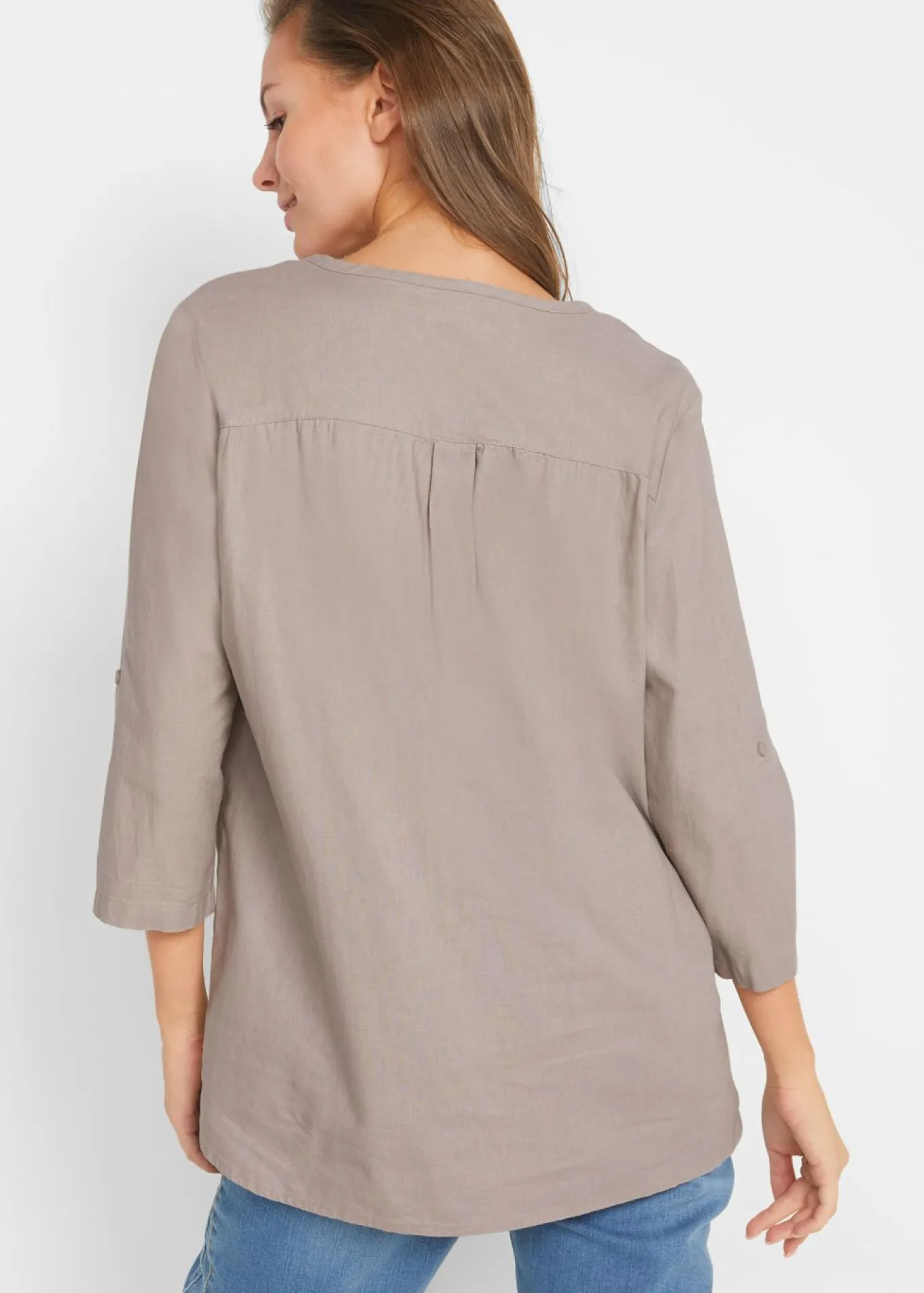 Blusa con lino y mangas 3/4