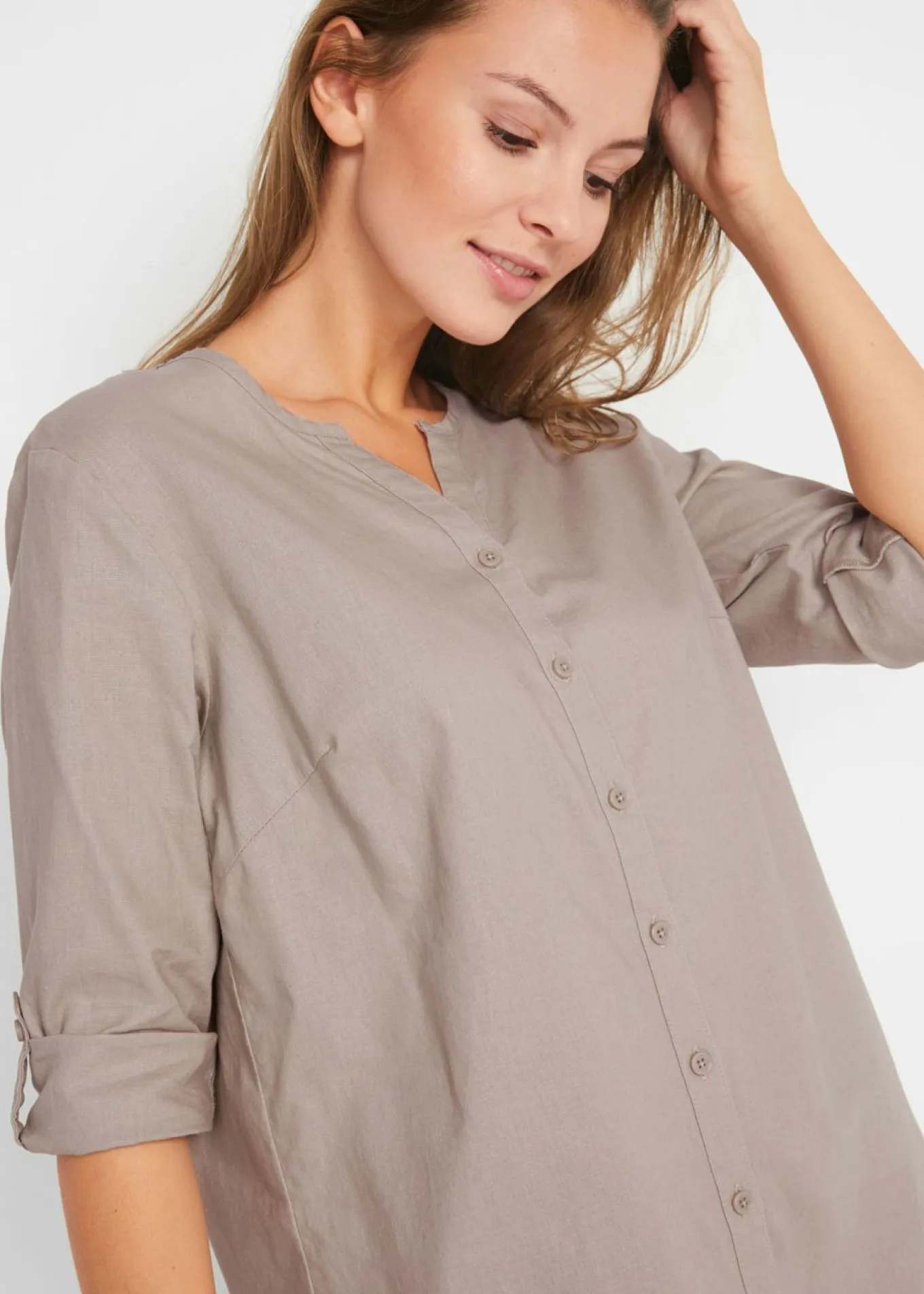 Blusa con lino y mangas 3/4