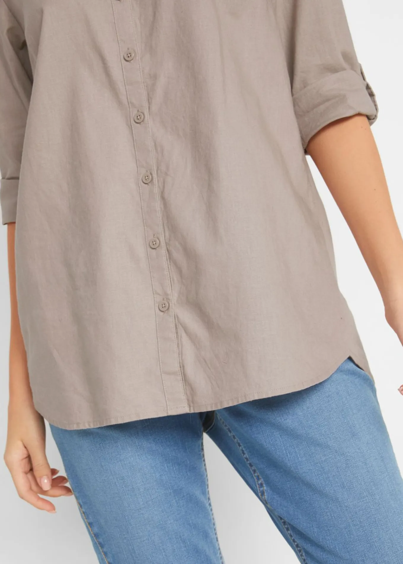 Blusa con lino y mangas 3/4