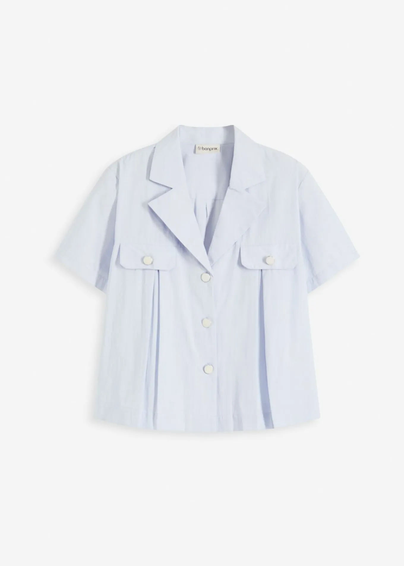 Blusa corta de popelín de algodón con manga corta