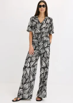 Blusa de manga corta con aspecto de lino