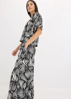 Blusa de manga corta con aspecto de lino