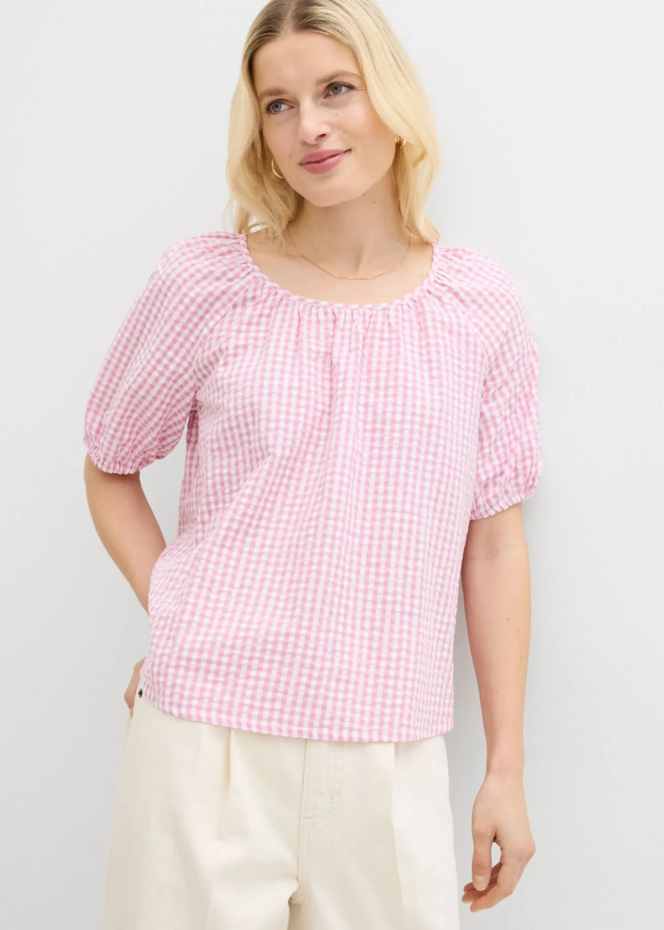 Blusa de manga corta de algodón puro