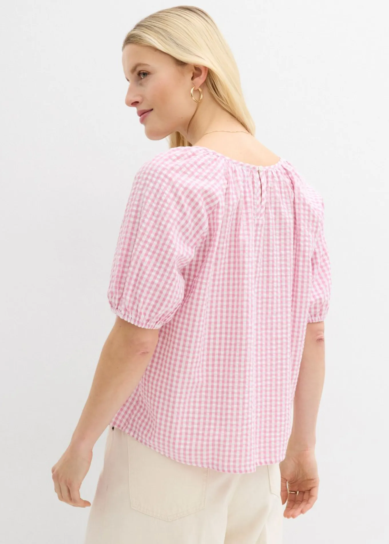 Blusa de manga corta de algodón puro