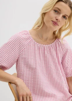 Blusa de manga corta de algodón puro