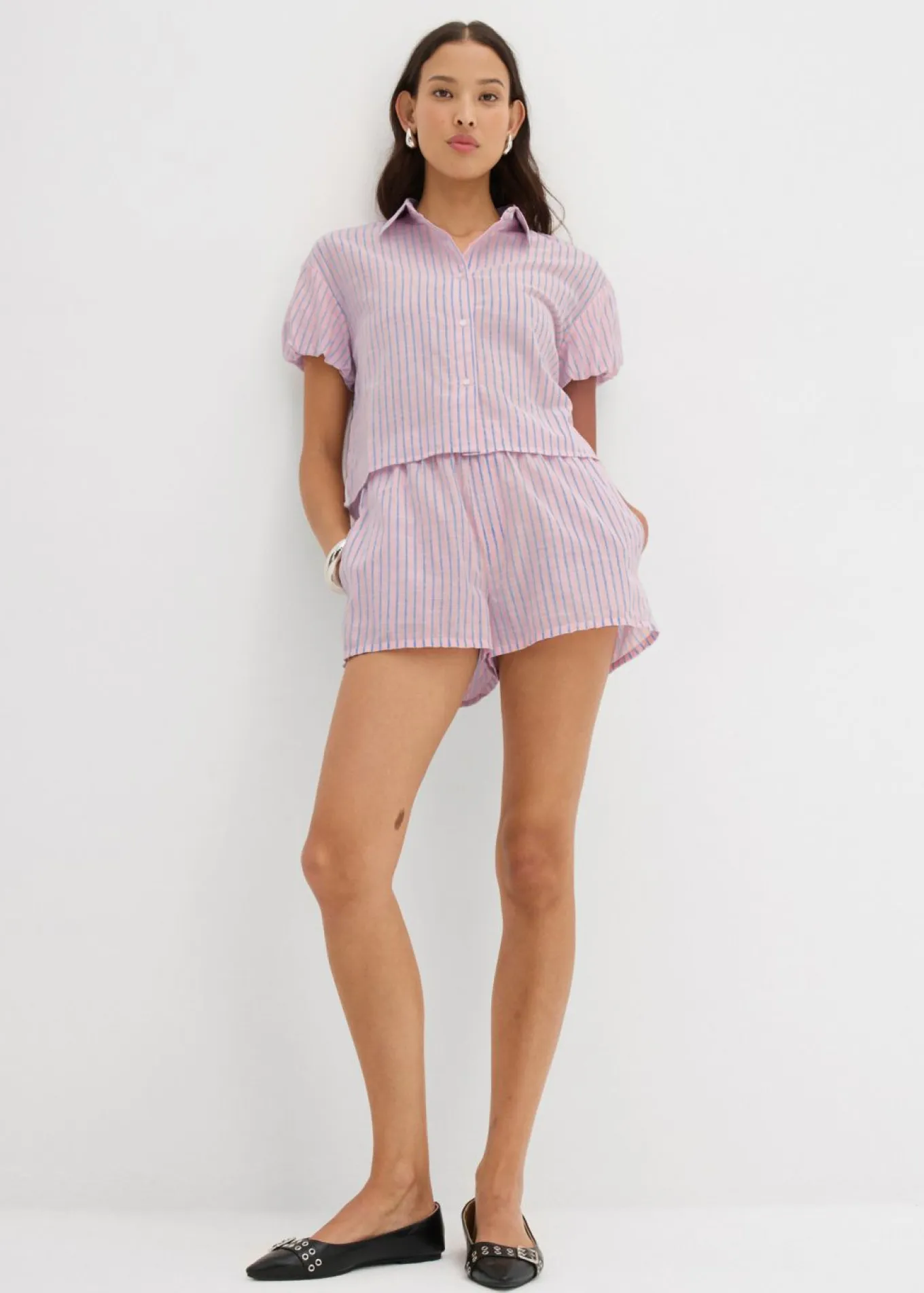 Blusa de manga corta de algodón puro