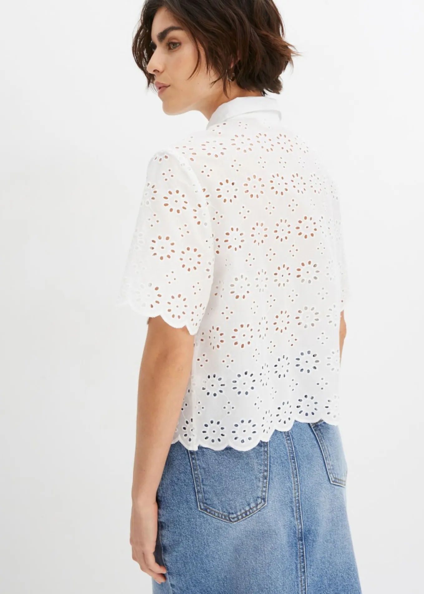 Blusa de manga corta de algodón puro