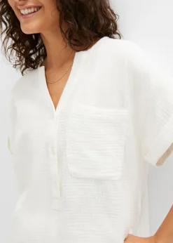 Blusa de manga corta de muselina