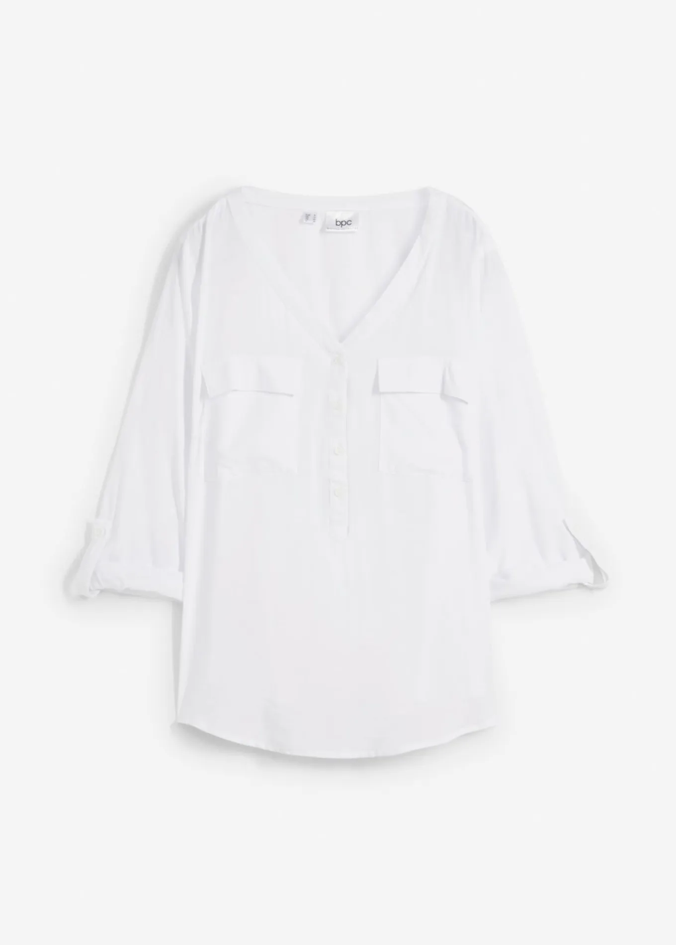 Blusa de manga larga con escote en V de viscosa fluida