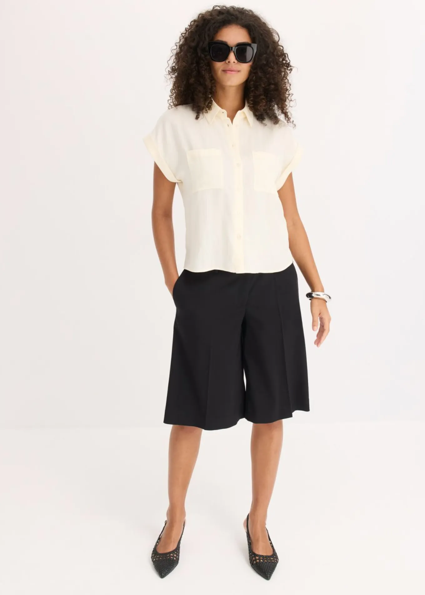 Blusa de mezcla de lyocell fluido