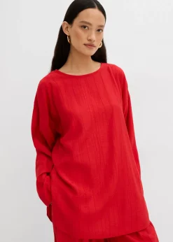 Blusa holgada tipo túnica de mezcla de viscosa arrugada con estructura