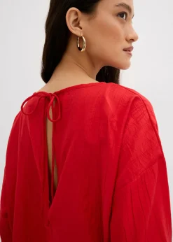 Blusa holgada tipo túnica de mezcla de viscosa arrugada con estructura