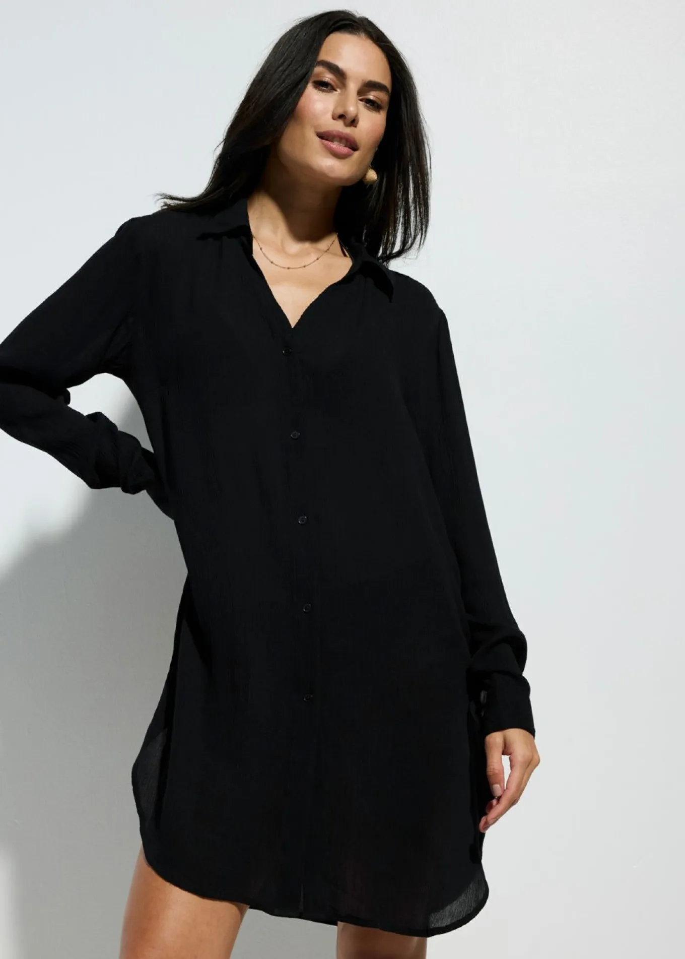 Blusa larga de playa de viscosa fluida