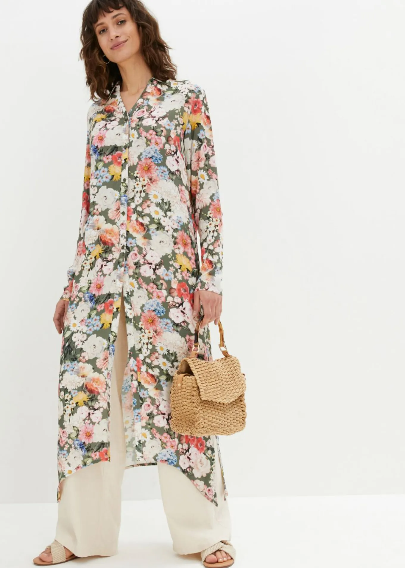 Blusa larga de viscosa fluida