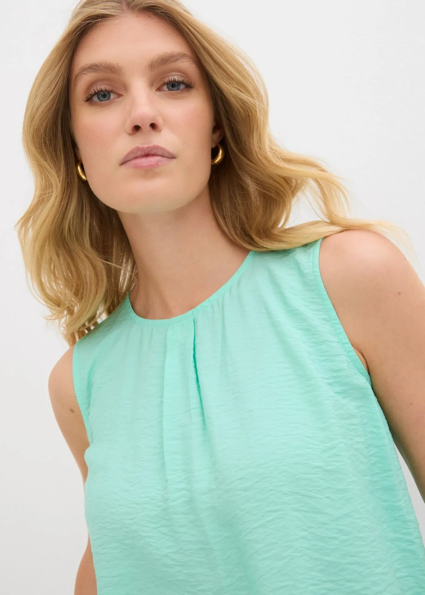 Blusa sin mangas de mezcla de viscosa fluida