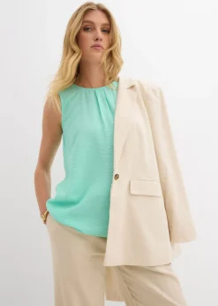 Blusa sin mangas de mezcla de viscosa fluida