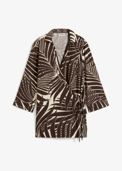 Blusa tipo kimono con aspecto de lino