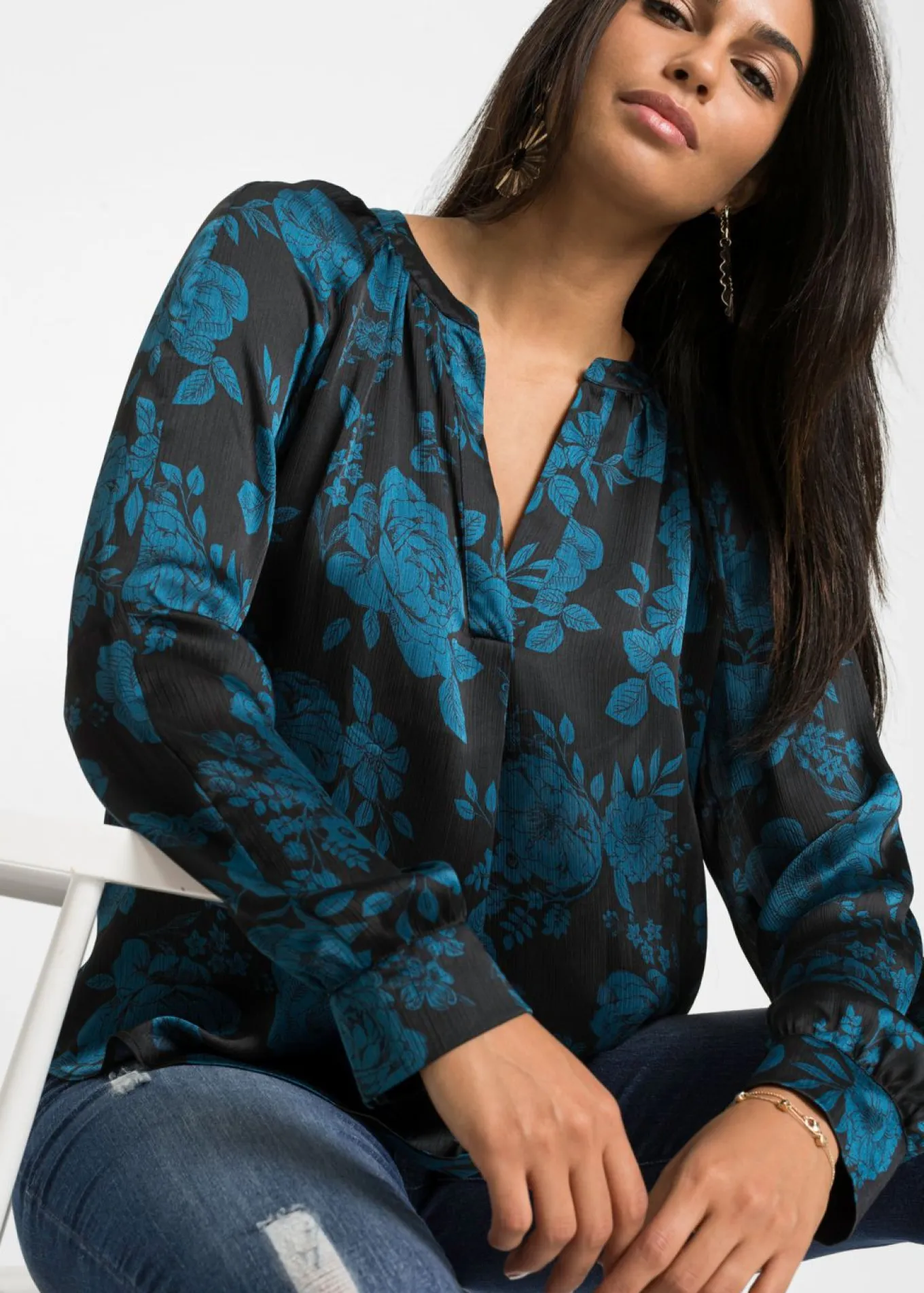 Blusa tipo túnica con ligero crepé