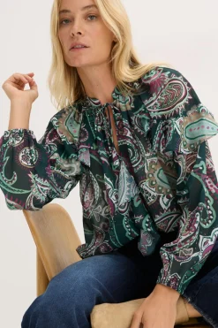 Blusa tipo túnica con volantes