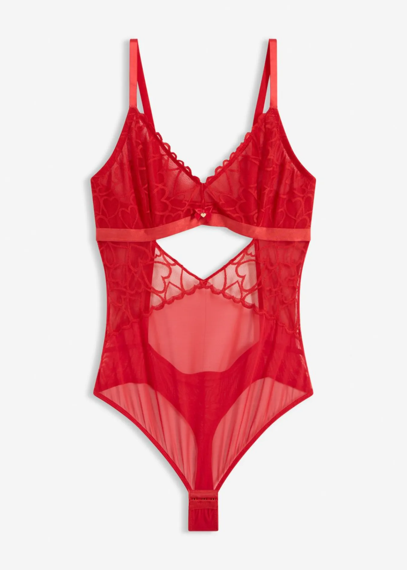 Body de tanga con encaje de corazones