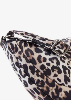 Bolso tipo bandolera de nailon con estampado de leopardo
