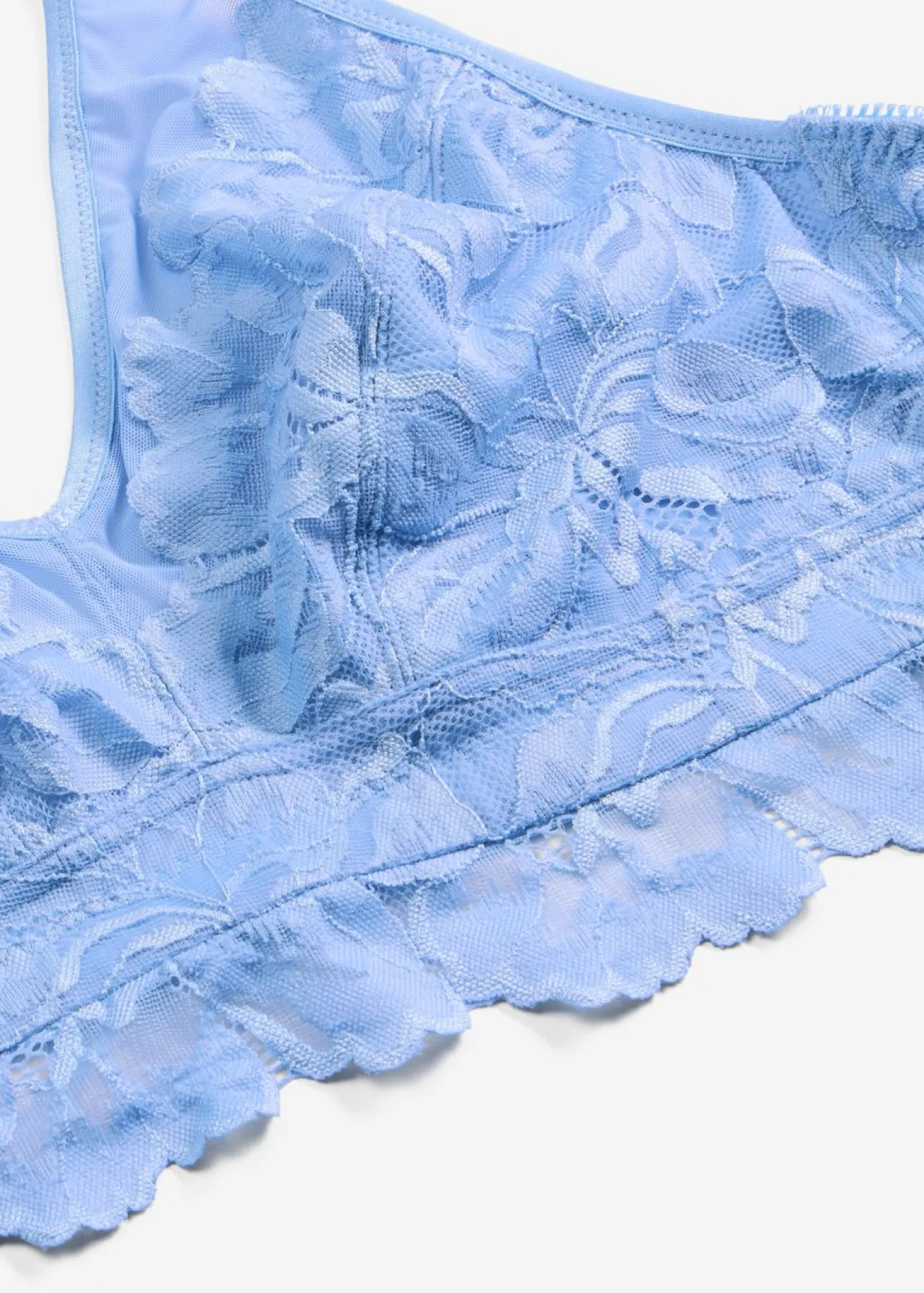 Bralette con encaje de flores y malla
