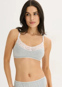Bralette sin aros con algodón y encaje