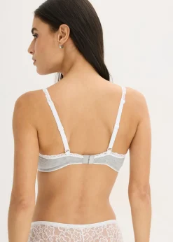 Bralette sin aros con algodón y encaje