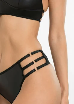 Bustier y tanga con abertura y efecto mojado (2 piezas)