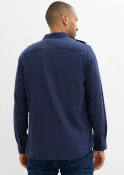 Camisa de franela de algodón puro con hombreras