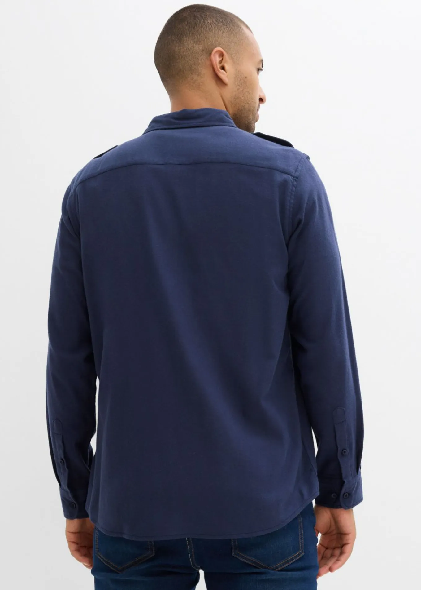Camisa de franela de algodón puro con hombreras