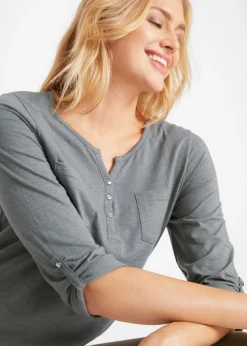 Camisa henley de algodón con botones
