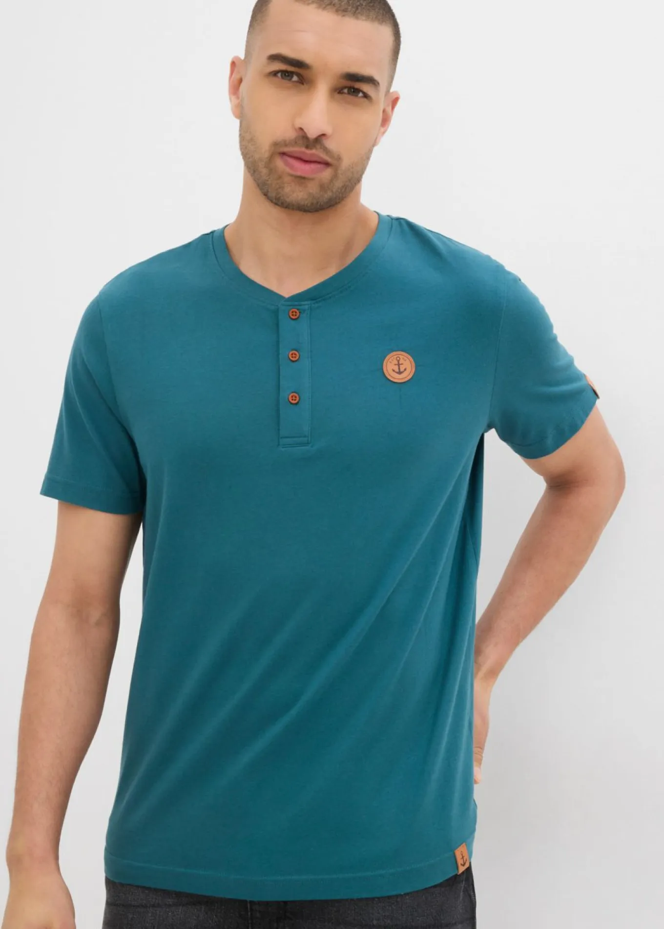 Camiseta con cuello henley (2 unidades) de algodón orgánico puro