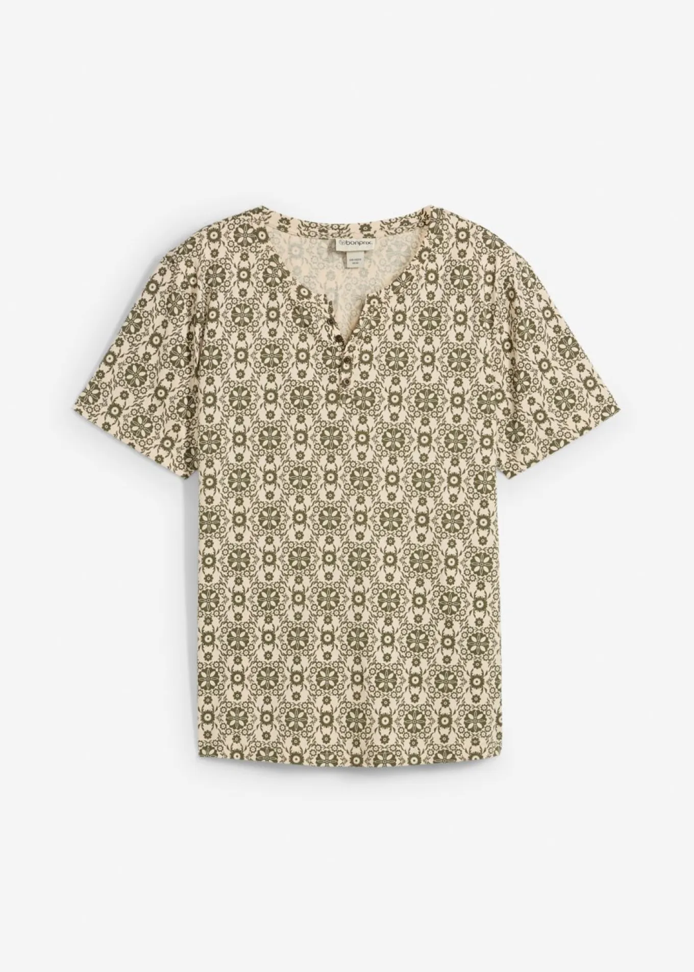 Camiseta con cuello henley de algodón puro