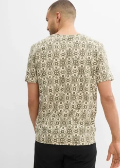 Camiseta con cuello henley de algodón puro