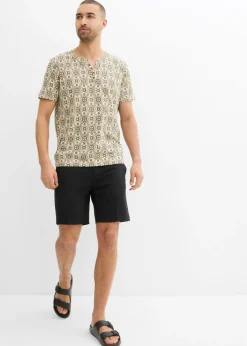 Camiseta con cuello henley de algodón puro