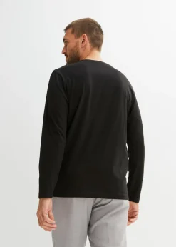 Camiseta de algodón orgánico puro con manga larga y cuello henley (2 unidades)