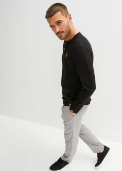 Camiseta de algodón orgánico puro con manga larga y cuello henley (2 unidades)