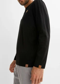 Camiseta de algodón orgánico puro con manga larga y cuello henley (2 unidades)
