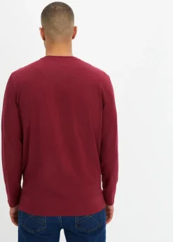 Camiseta de algodón orgánico puro con manga larga y cuello henley (2 unidades)