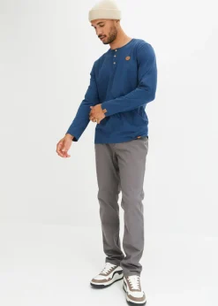 Camiseta de algodón orgánico puro con manga larga y cuello henley (2 unidades)
