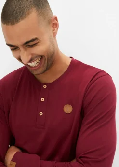 Camiseta de algodón orgánico puro con manga larga y cuello henley (2 unidades)
